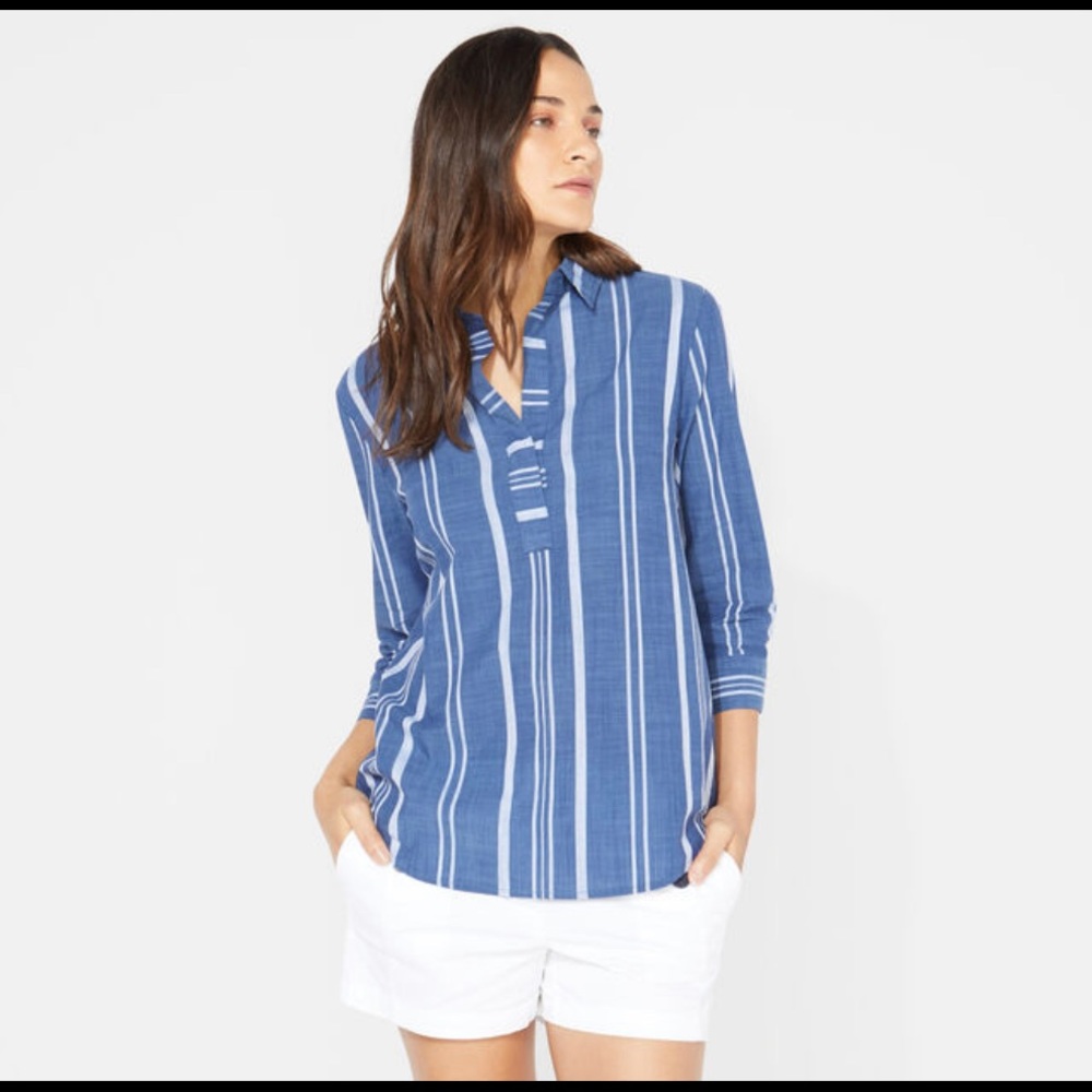 NAUTICA THREE-QUARTER SLEEVE STRIPE POPOVER SHIRT - Picture 5 of 6